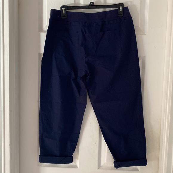 New navy blue slim low waist crop pants w/tie waistband-smoke free home - Picture 3 of 3